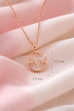 Anti-Tarnish, Ashaarya, Ashaarya Jewels, Ashaarya Jewellery, Rose gold necklace with a circular pendant on a soft pink background