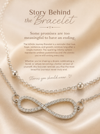 Elegant silver Infinite Journey Bracelet by Ashaarya styled for everyday wear with a sparkling infinity symbol and lightweight dual-chain design.